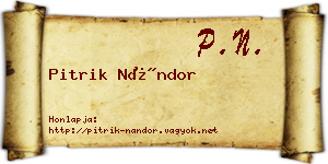 Pitrik Nándor névjegykártya
