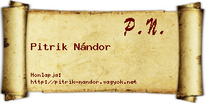 Pitrik Nándor névjegykártya